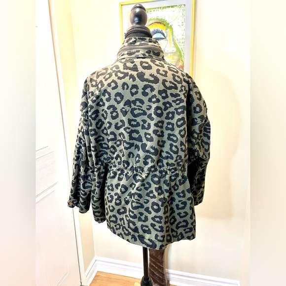 🆕Style hub cheetah print/dark green jkt/cinch waist adj/Pockets/Notchcollar - Picture 3 of 15